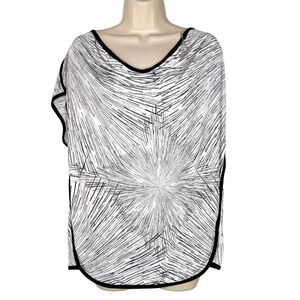 Worthington Top Career Shell Women Size M White Black Sleeveless Stretch